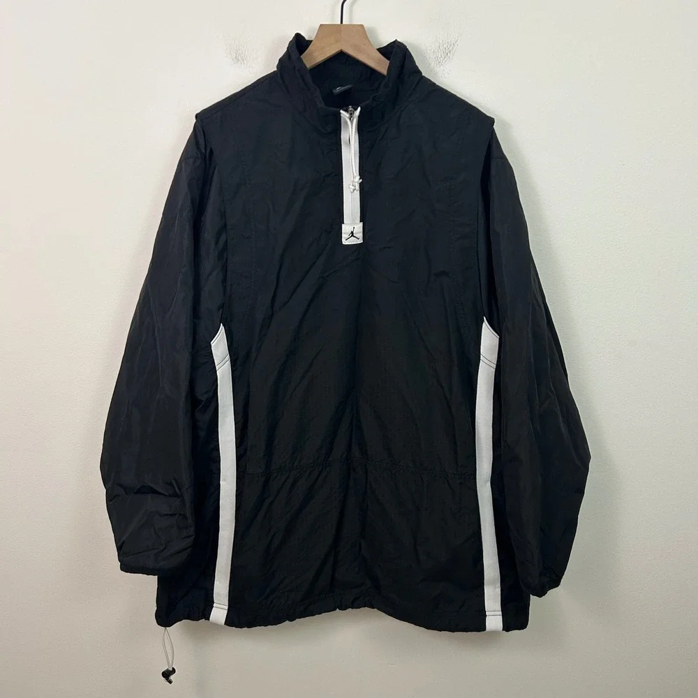 Vintage Jordan Flight Windbreaker Pullover Jacket Black Red Jumpman Logo XL - Picture 1 of 16